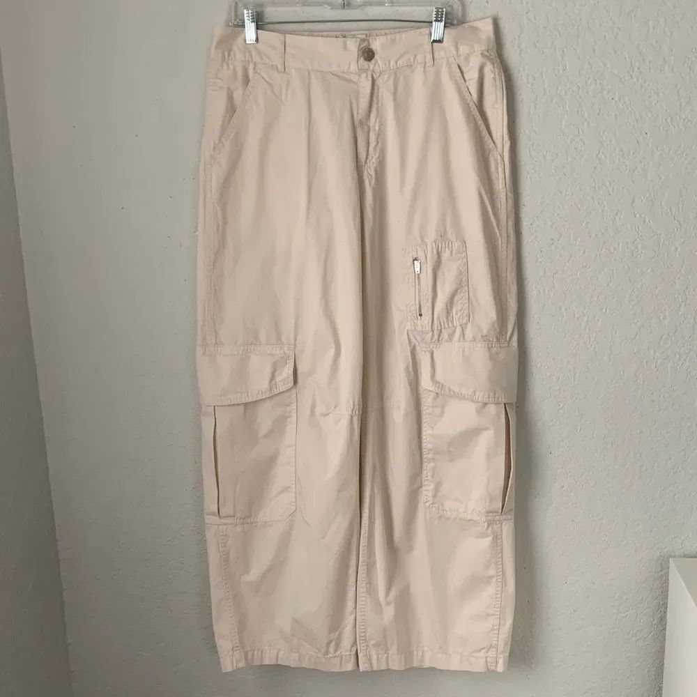 BDG Women’s Cotton Cream Cargo Pants Utility Wide Leg Size 10